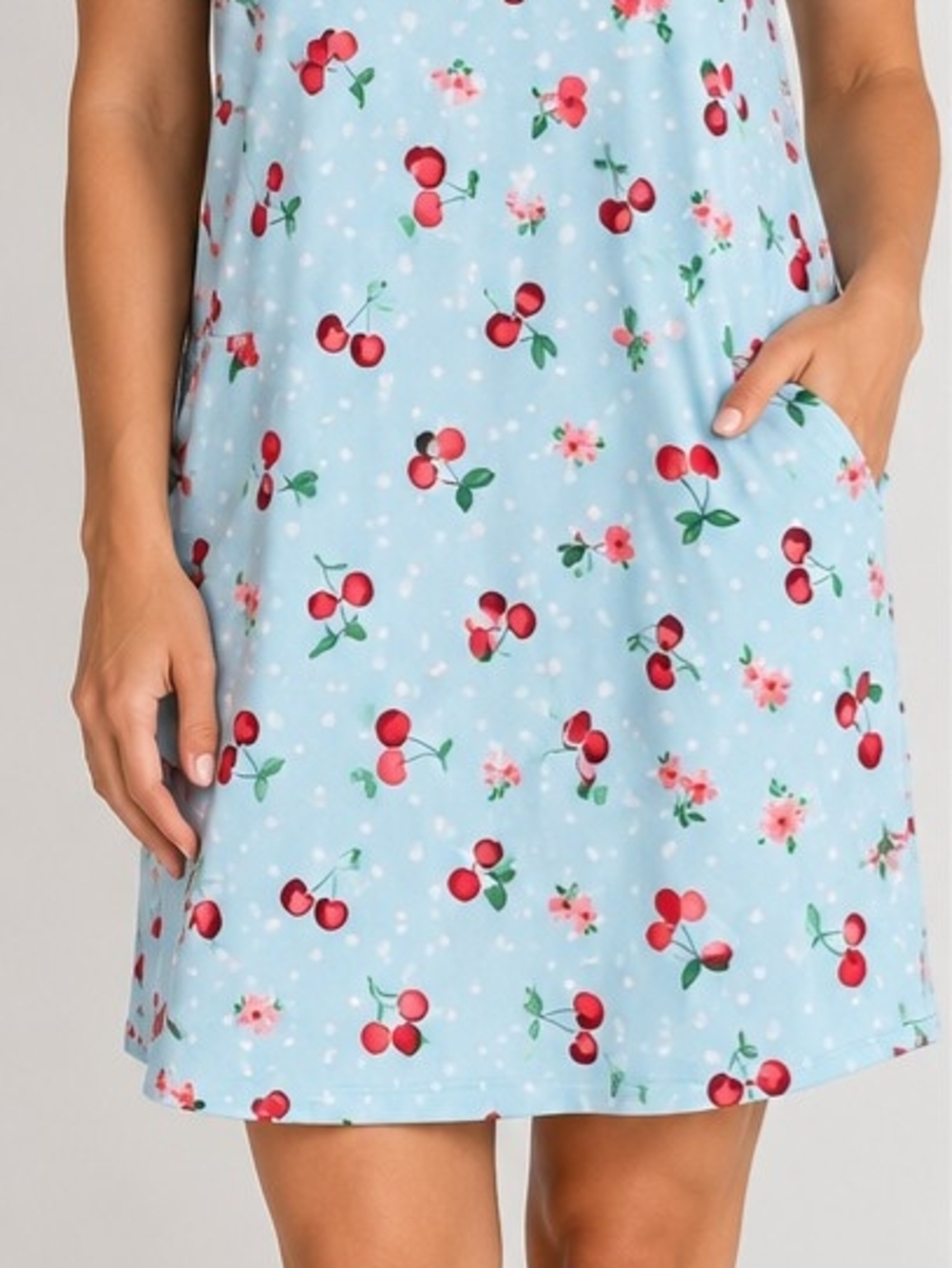 Blue Cherry-Print Sleep Chemise